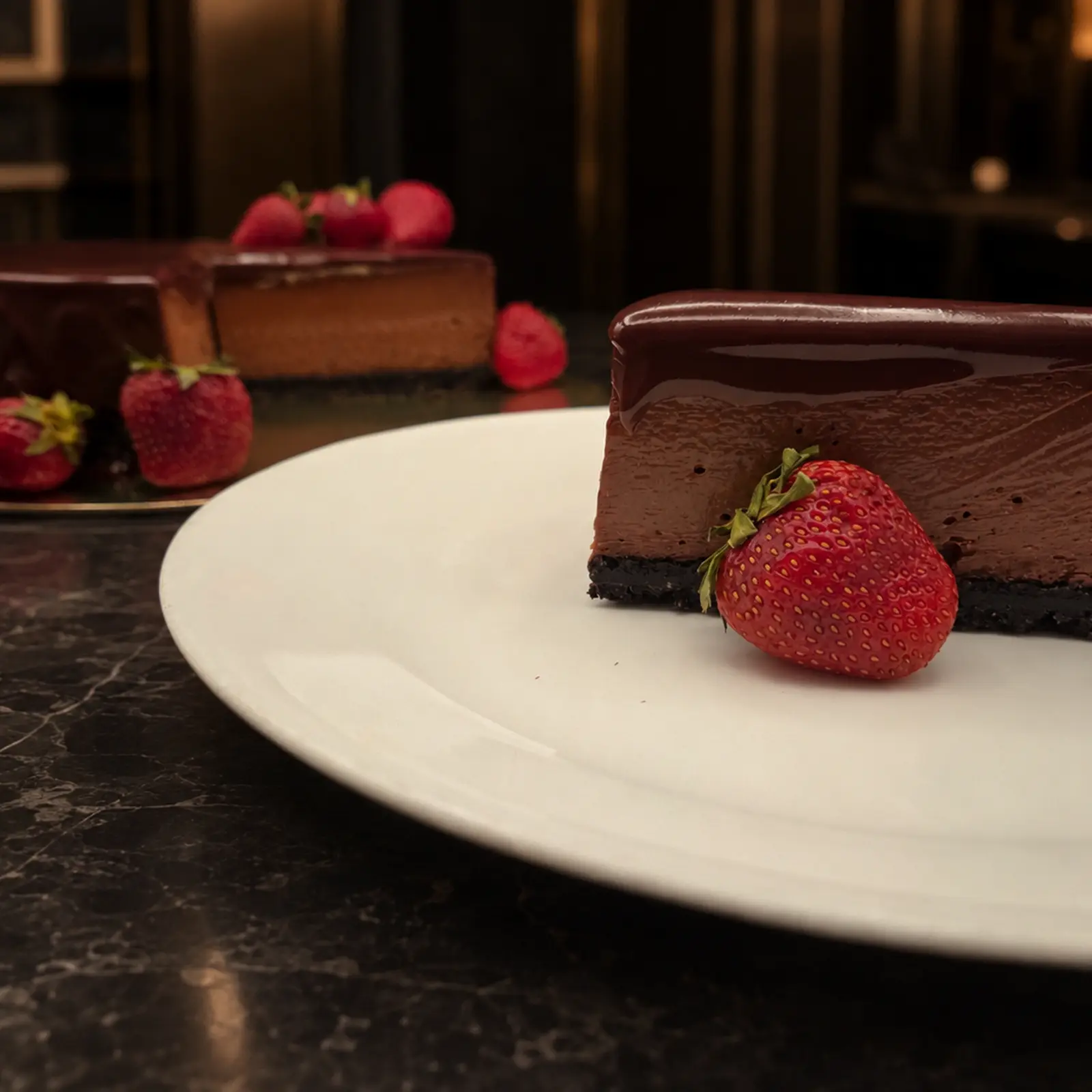 sandy maries chocolate cheesecake slice and whole